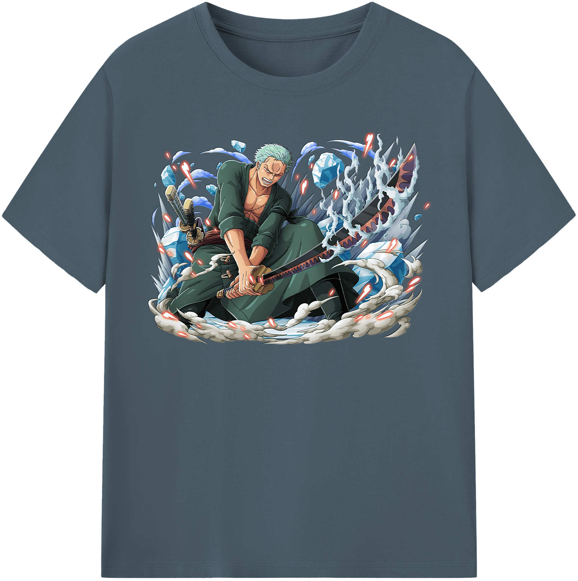 ワンピース ロロノア・ゾロ ONE PIECE Roronoa Zoro 綿100％半袖Tシャツ（フロントプリント）